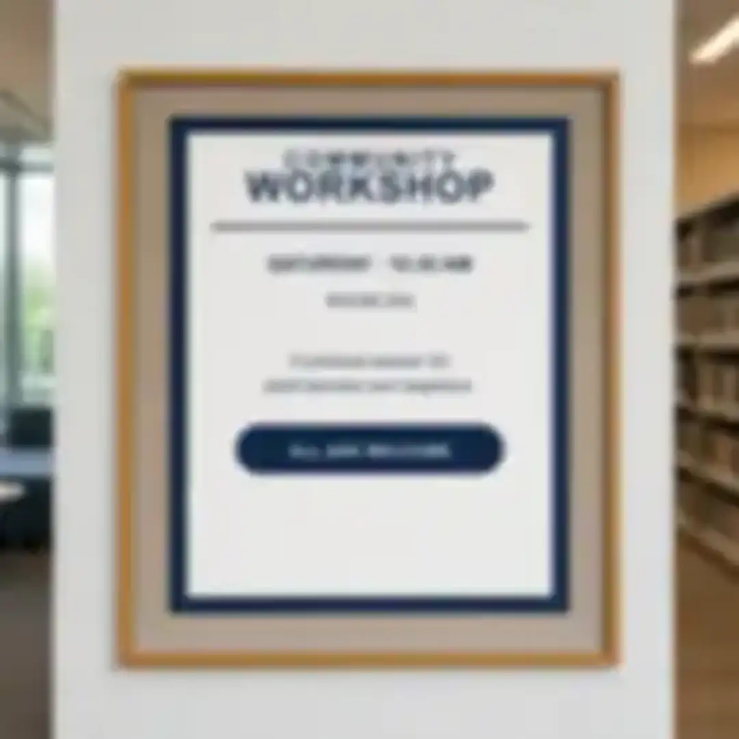 Illustrative blurred library poster text